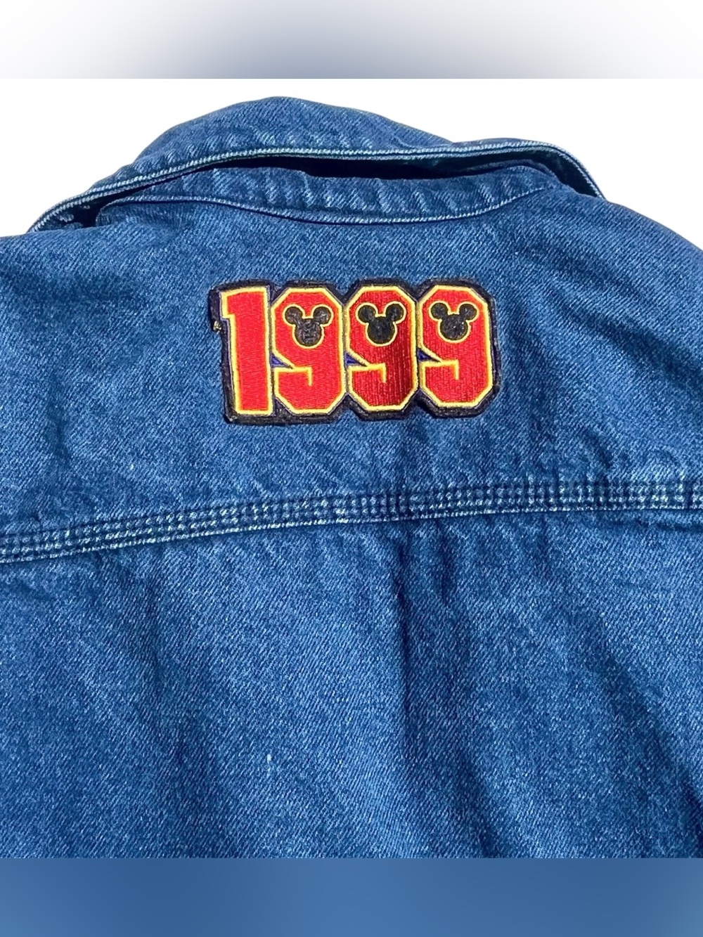 Vintage 90s Jean Jacket Disney Patch 1999 Mickey Gloria Vanderbilt Denim Crop S - Picture 5 of 13